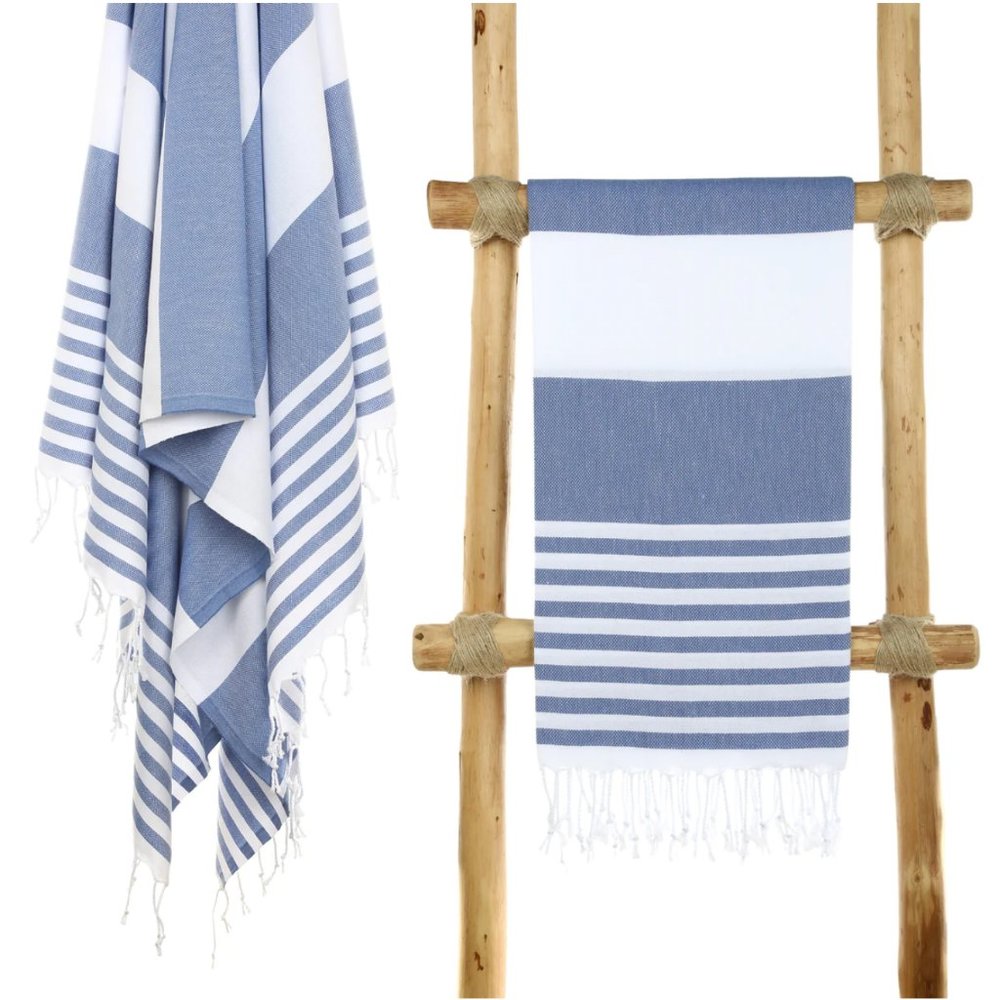 Sand Free Blue 100% Turkish Cotton Beach Bath Towel - Citizens of the Beach - Picture 3 of 8